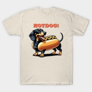 Wiener Dog Hotdog | Long Dachshund Black & Tan Dog in Bun Suit | Sausage Dog T-Shirt